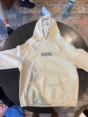 Taylor Swift Cream Men's Hoodie with 'The Eras Tour' Logo